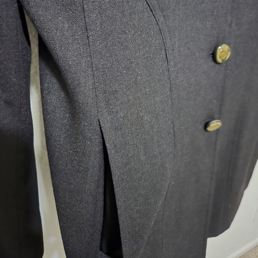 Escada Margaretha Ley Charcoal Grey Wool Blend Blazer Jacket Gold Buttons Sz 38 - Picture 4 of 16